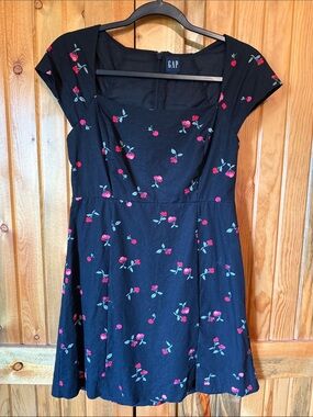GAP Black Cherry Print Fit & Flare Dress